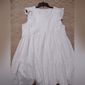 Time&Tru white eyelet mini dress XL
